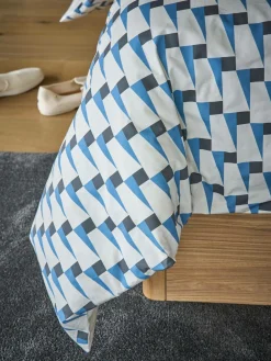 Parure de lit coton bio Nautique Urbain - Bleu Gris - 260 x 240 cm