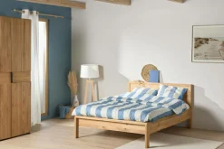 Parure de lit coton lin Oyat - Bleu gris - 240 x 220 cm