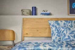 Parure de lit coton lin Plantain - Ecru/Bleu gris - 240 x 220 cm