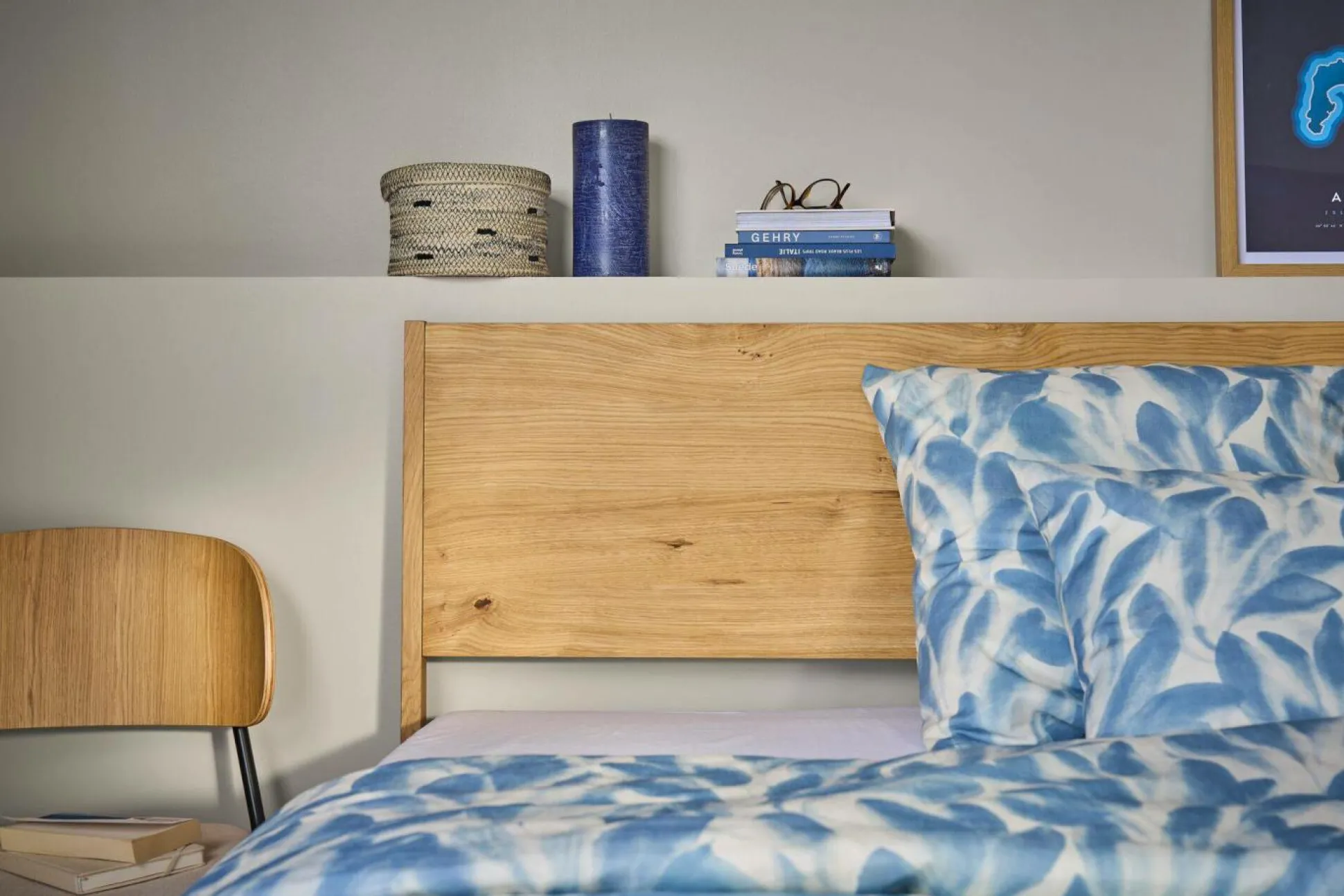 Parure de lit coton lin Plantain - Ecru/Bleu gris - 240 x 220 cm