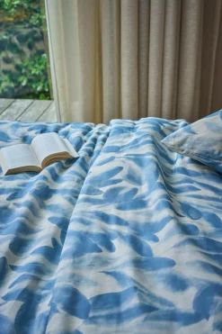 Parure de lit coton lin Plantain - Ecru/Bleu gris - 240 x 220 cm