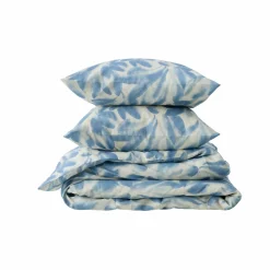 Parure de lit coton lin Plantain - Ecru/Bleu gris - 240 x 220 cm