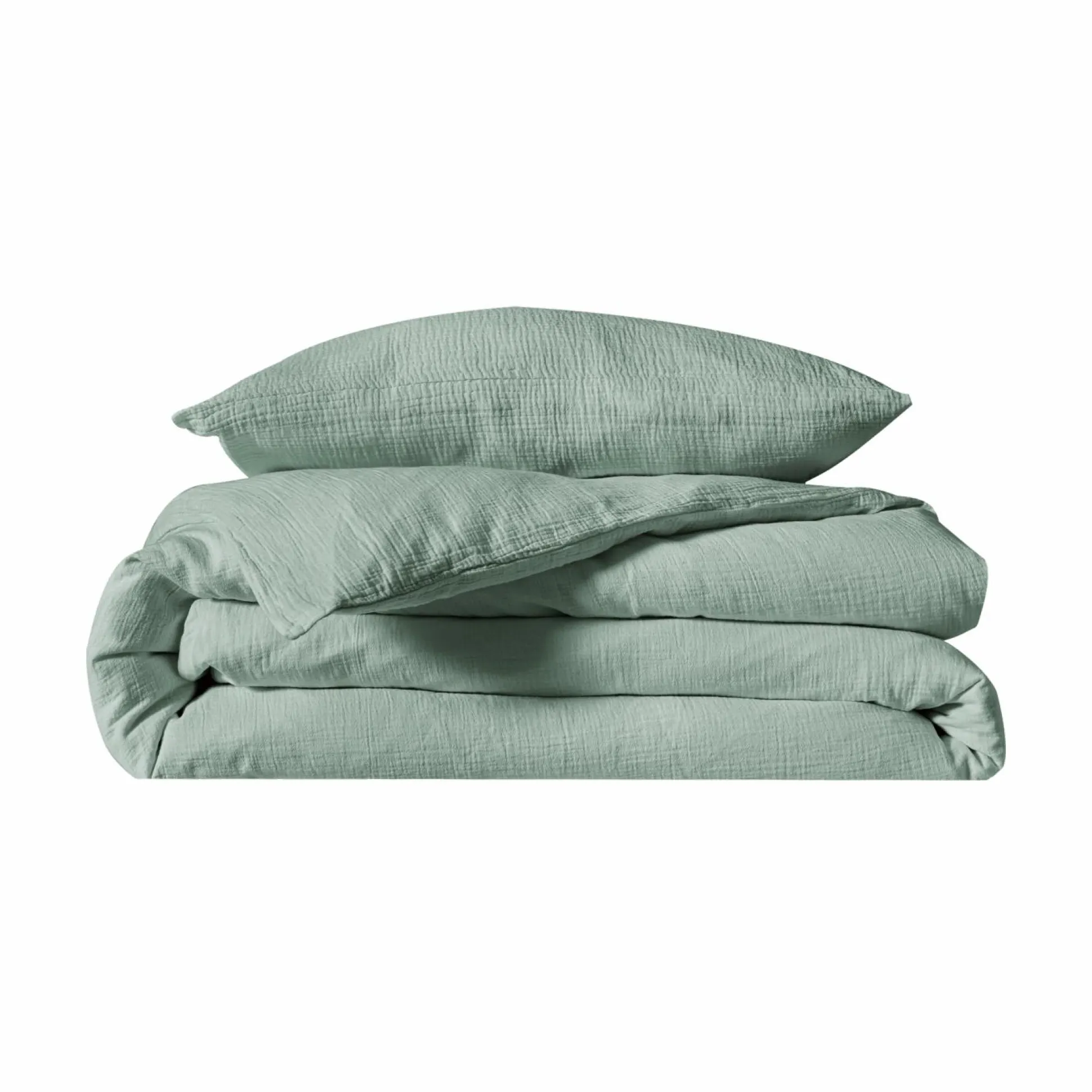 Parure de lit enfant gaze de coton bio Lou - Vert d'eau - 140 x 200 cm