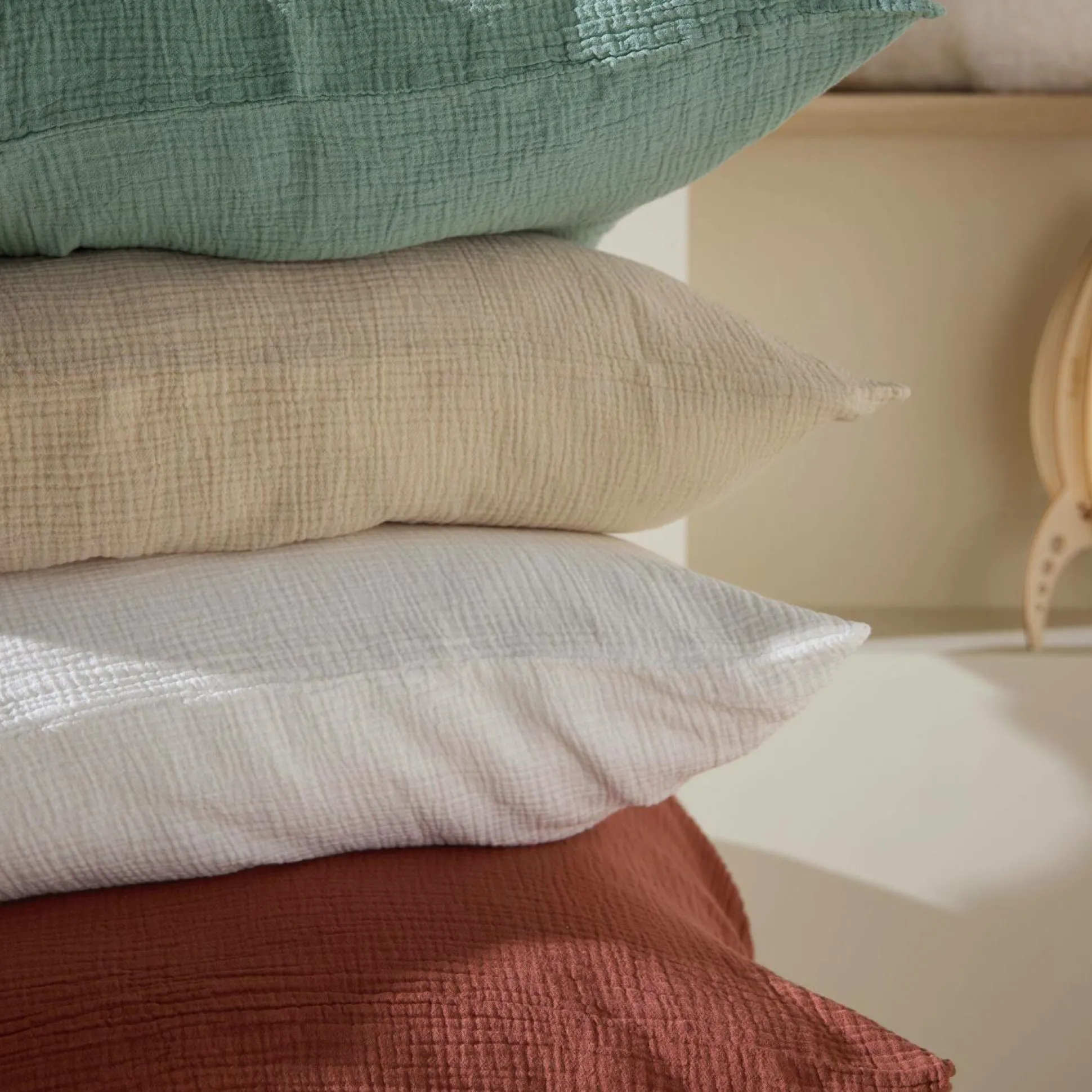 Parure de lit enfant gaze de coton bio Lou - Vert d'eau - 140 x 200 cm