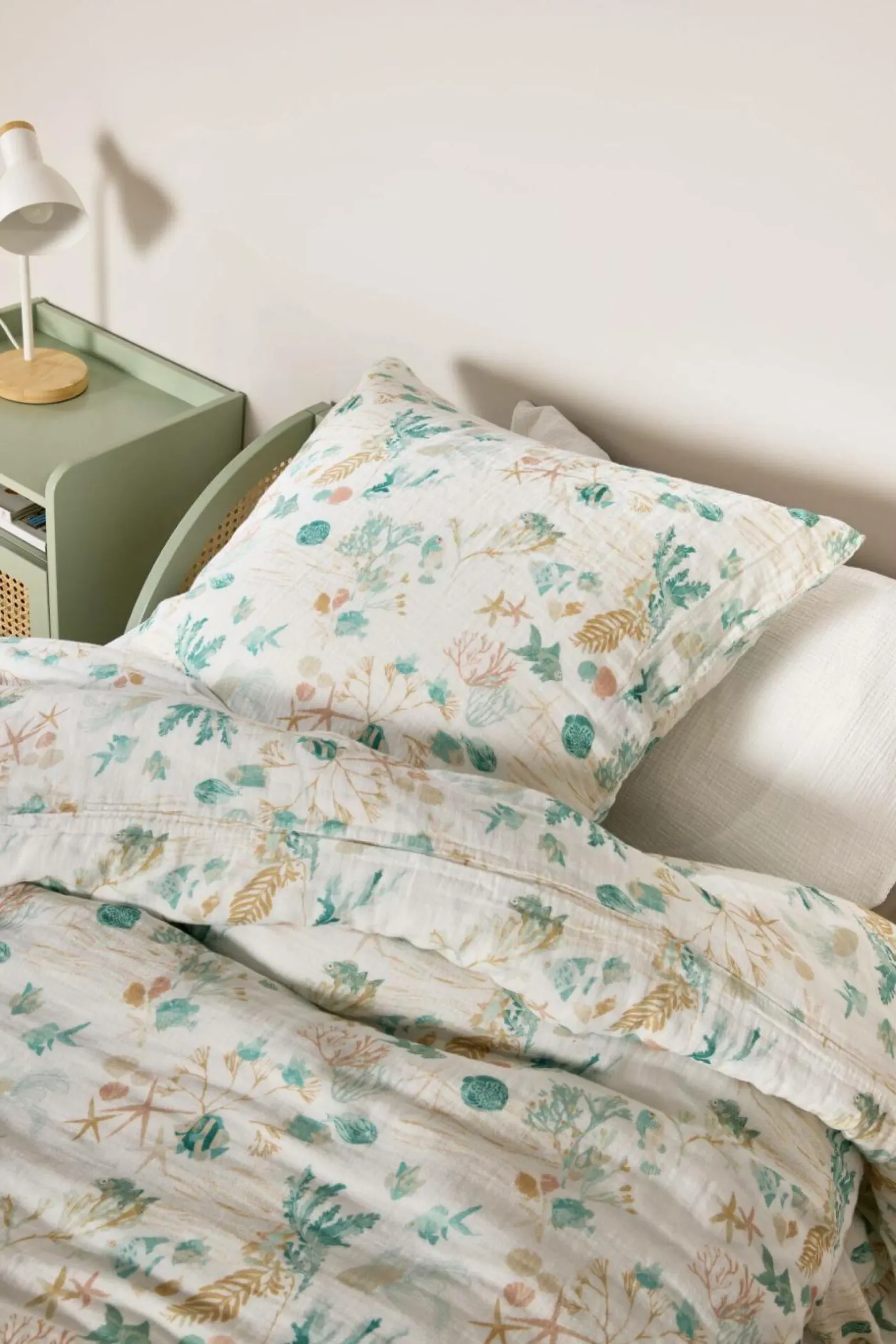 Parure de lit enfant gaze de coton Chansons d'eaux douces - Bleu - 140 x 200 cm