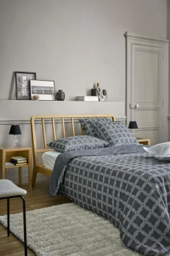 Parure de lit percale Néo Rétro - Anthracite - 240 x 220 cm