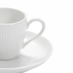 PILLIVUYT Lot de 6 Tasses à café et soucoupes Plissé