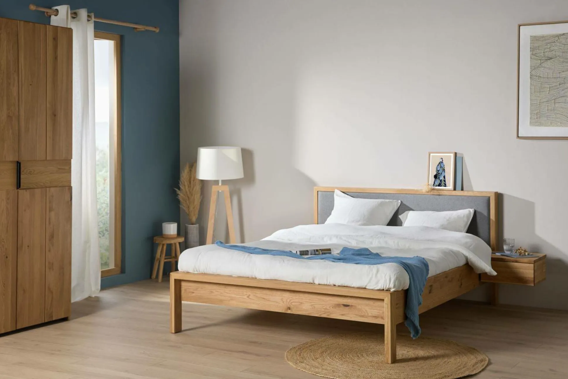 Plaid coton à franges Emilien - Bleu Gris - 130 x 170 cm