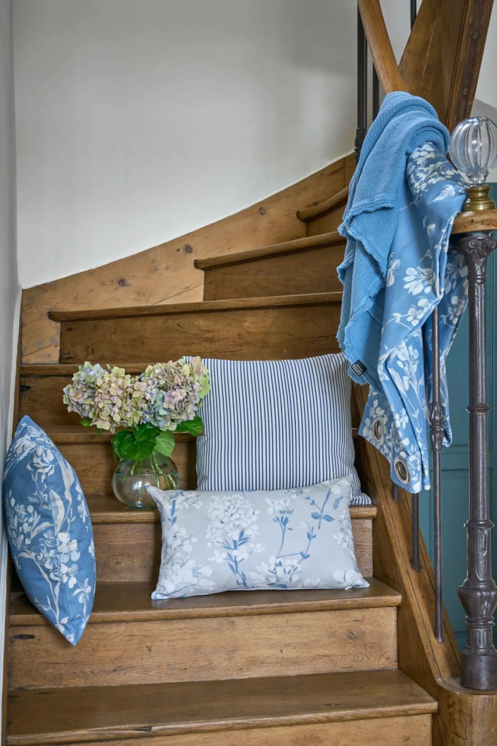 Plaid coton à franges Emilien - Bleu Gris - 130 x 170 cm