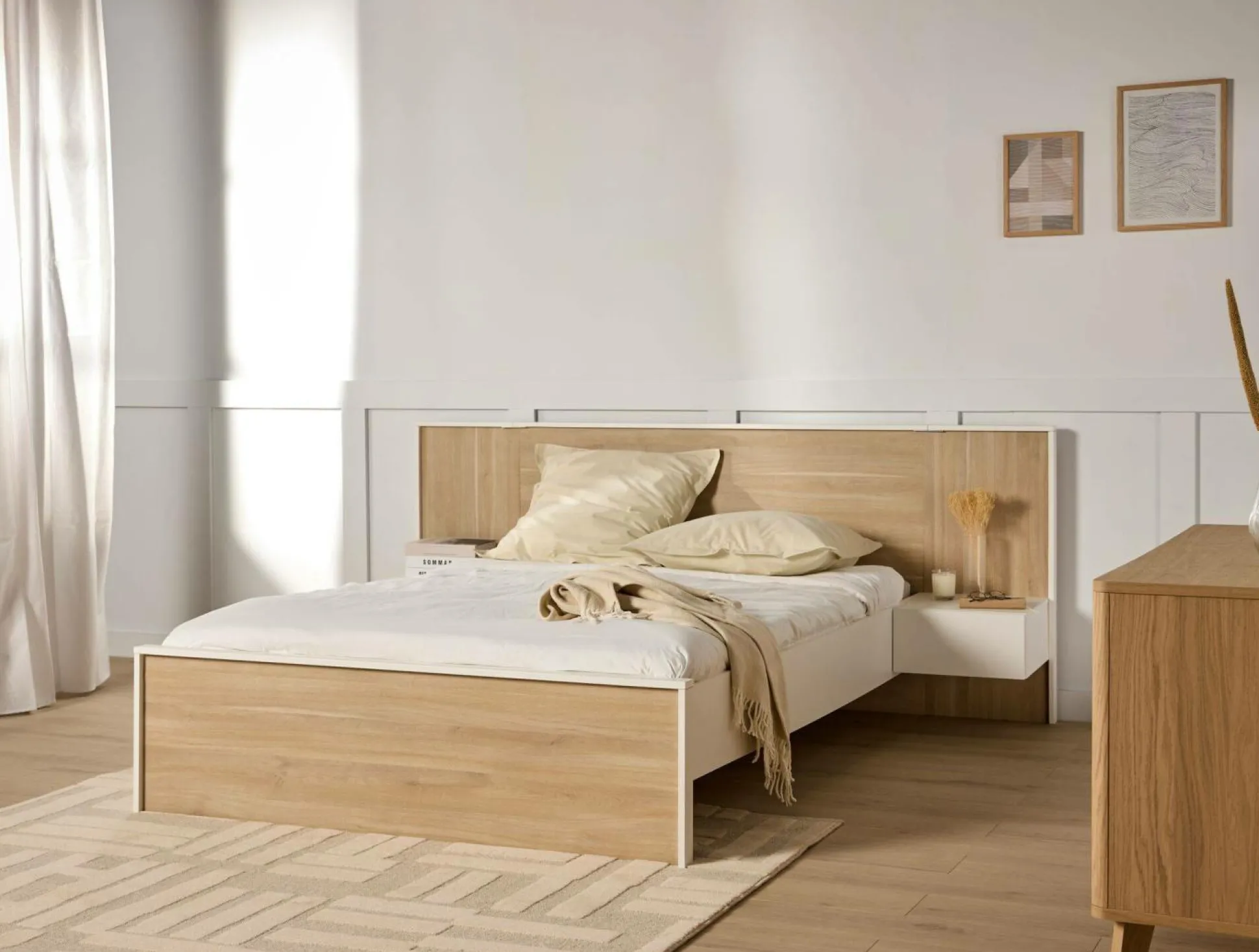 Plaid coton polyester recyclé Perrin - Ecru - 130 x160 cm