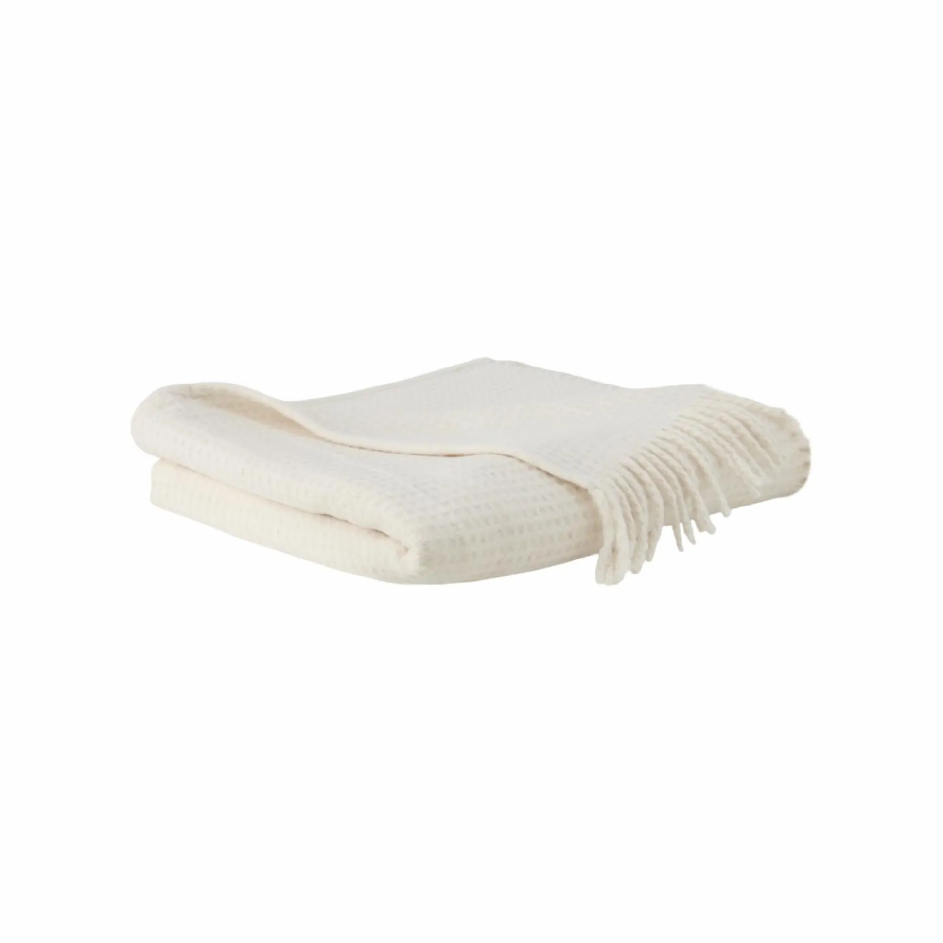 Plaid nid d'abeille coton polyester recyclé Pazenn - Ecru - 130 x160 cm