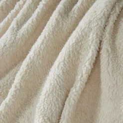 Plaid sherpa gaze de coton bio Pablo - Ecru - 130 x 150 cm