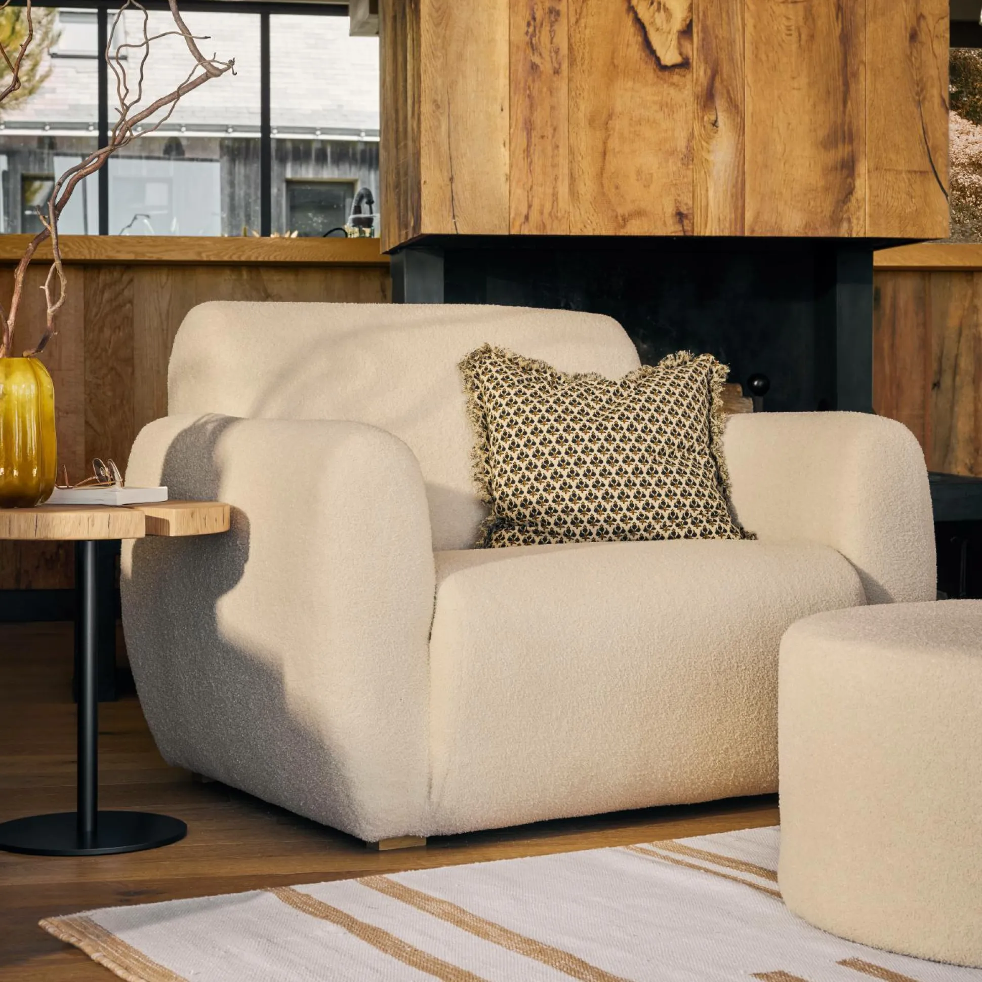 Pouf bouclette 40 cm Ome - Lin