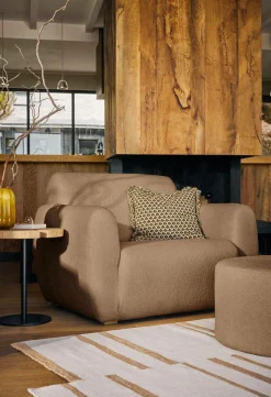 Pouf bouclette carré Ome - Beige