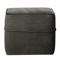 Pouf carré velours Oscar - Gris Clair