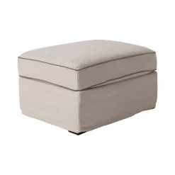 Pouf coton/lin déhoussable Margot - Beige/Taupe