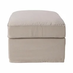 Pouf coton/lin déhoussable Margot - Beige/Beige
