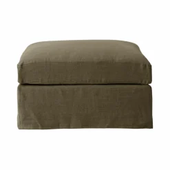 Pouf lin déhoussable Moëze - Vert Kaki