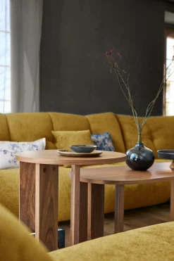 Pouf pour canapé modulable tissu Benny - Moutarde