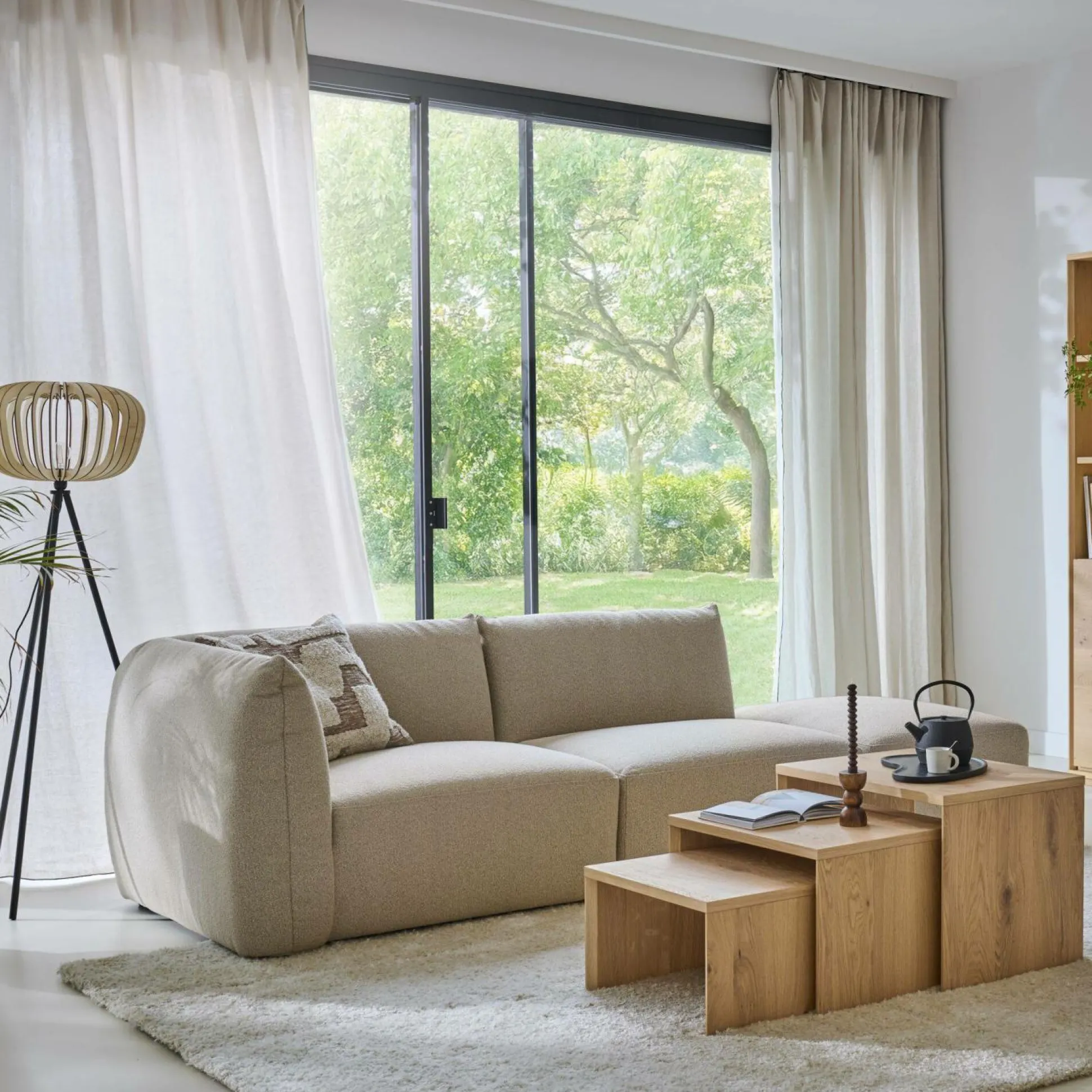 Pouf pour canapé modulable tissu Pixel - Naturel