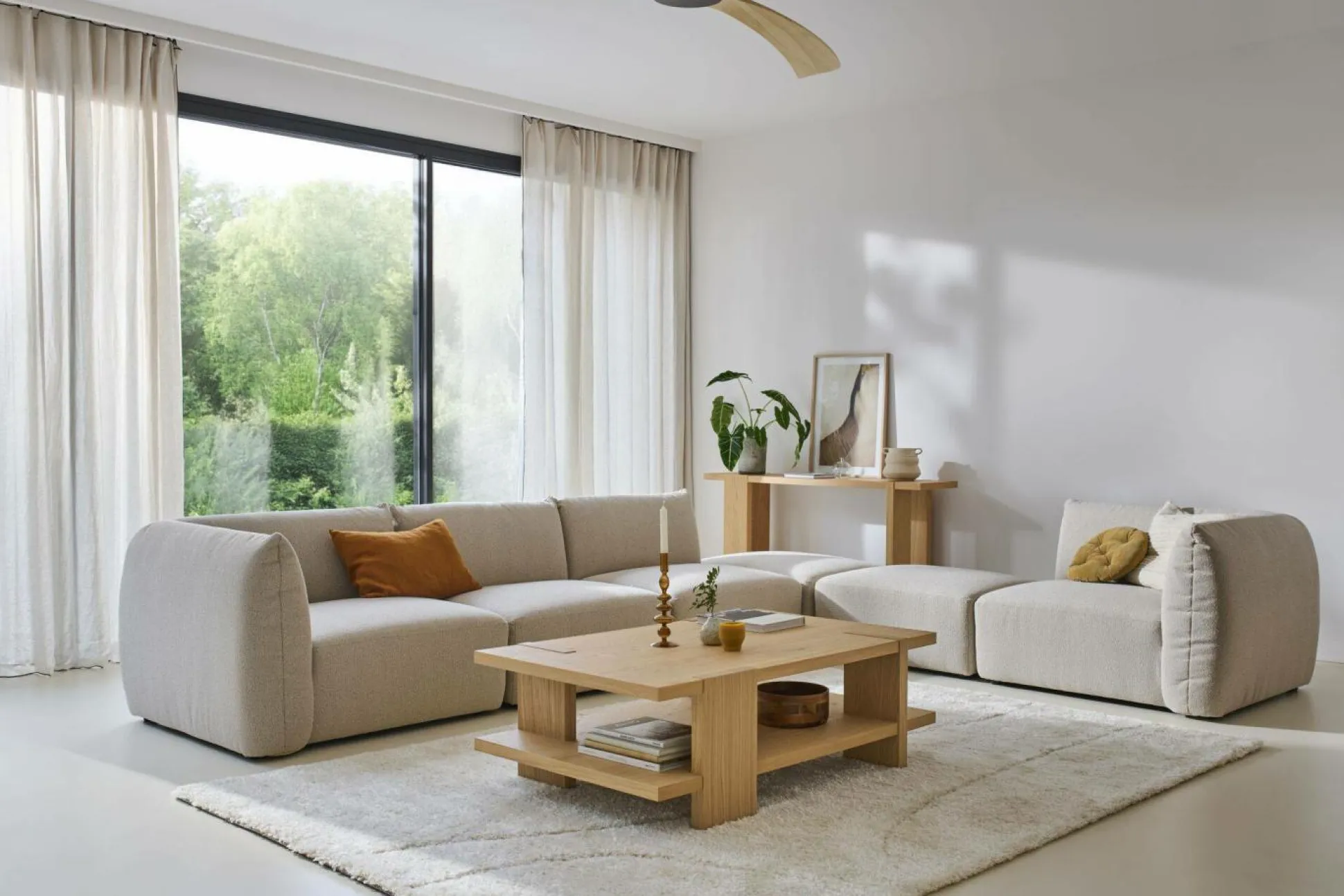 Pouf pour canapé modulable tissu Pixel - Naturel