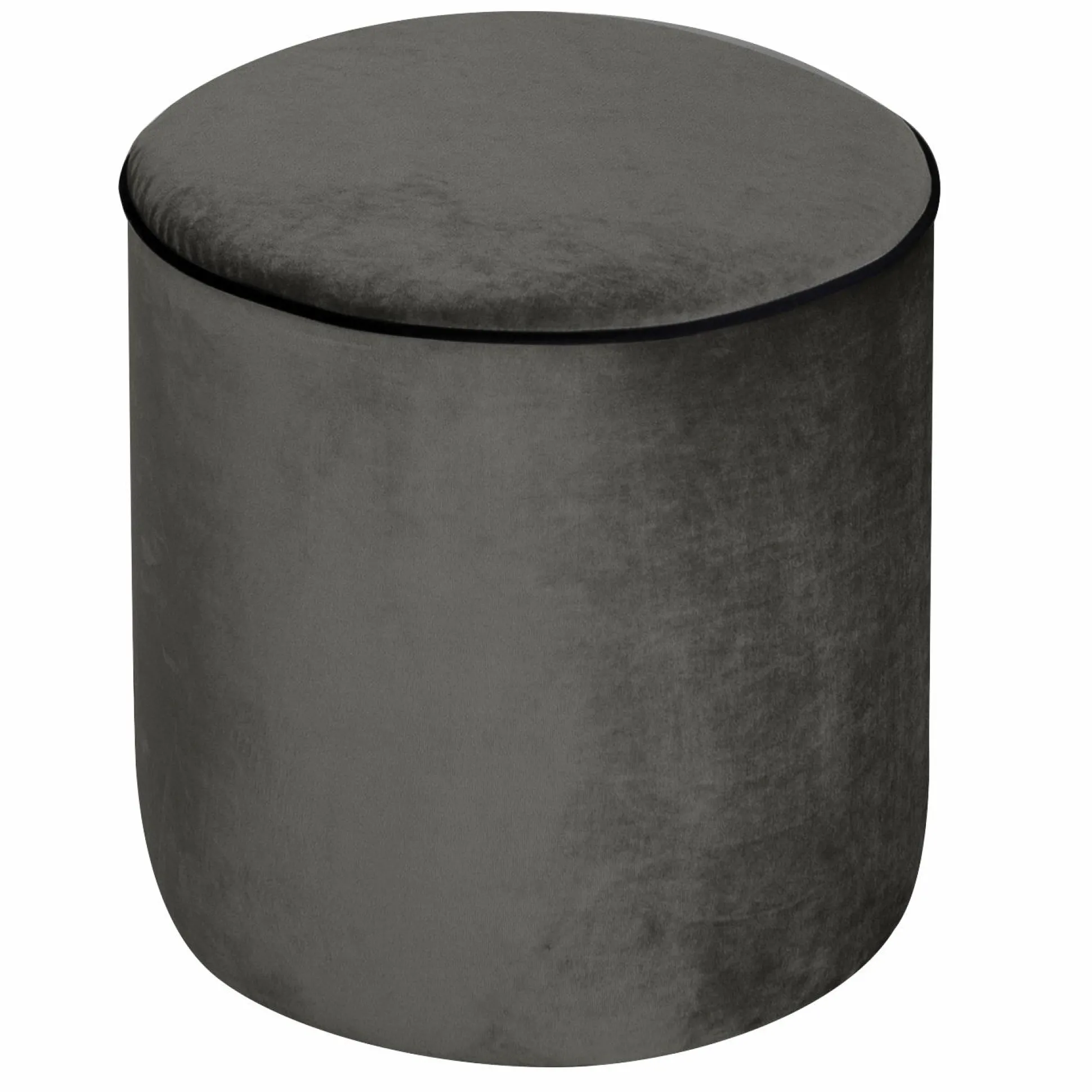 Pouf rond tissu velours Léo - Gris Clair
