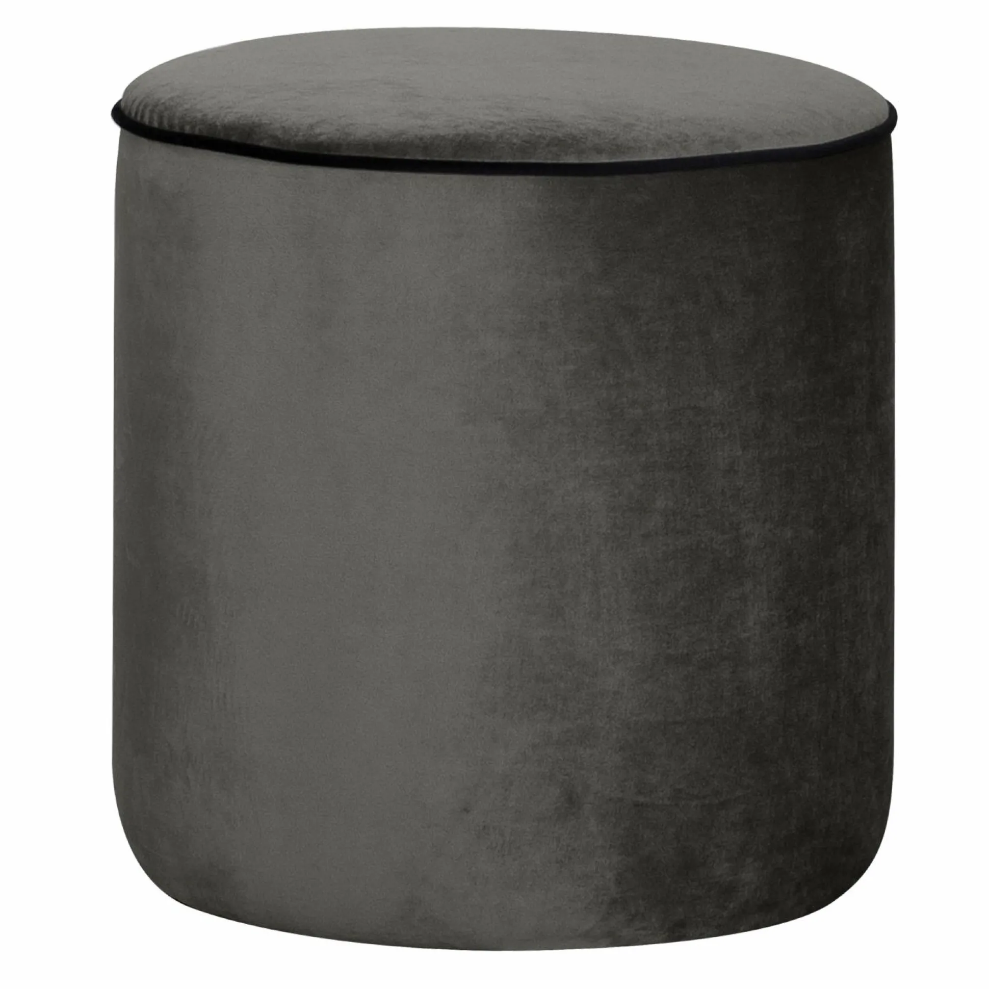 Pouf rond tissu velours Léo - Gris Clair