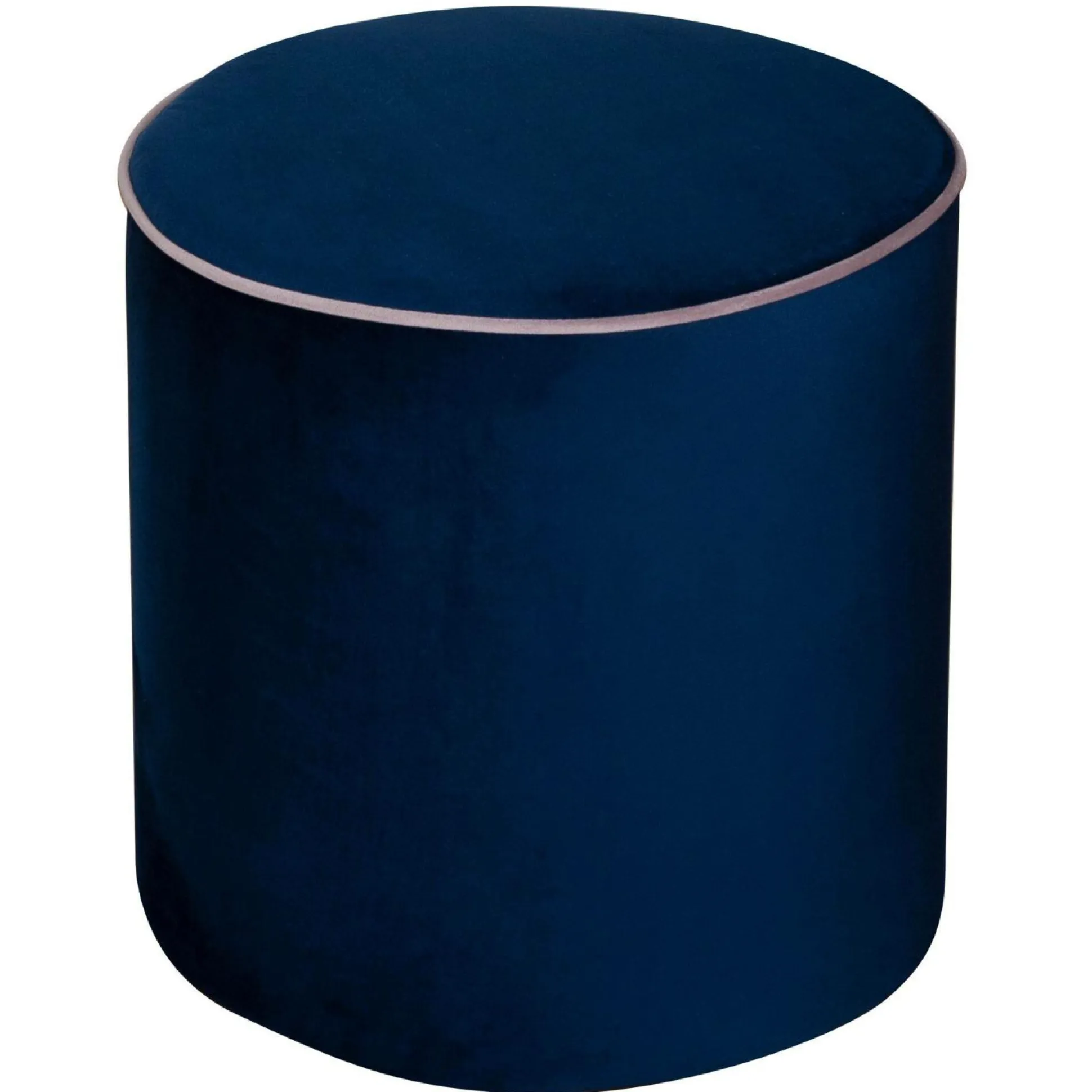 Pouf rond velours Léo - Bleu
