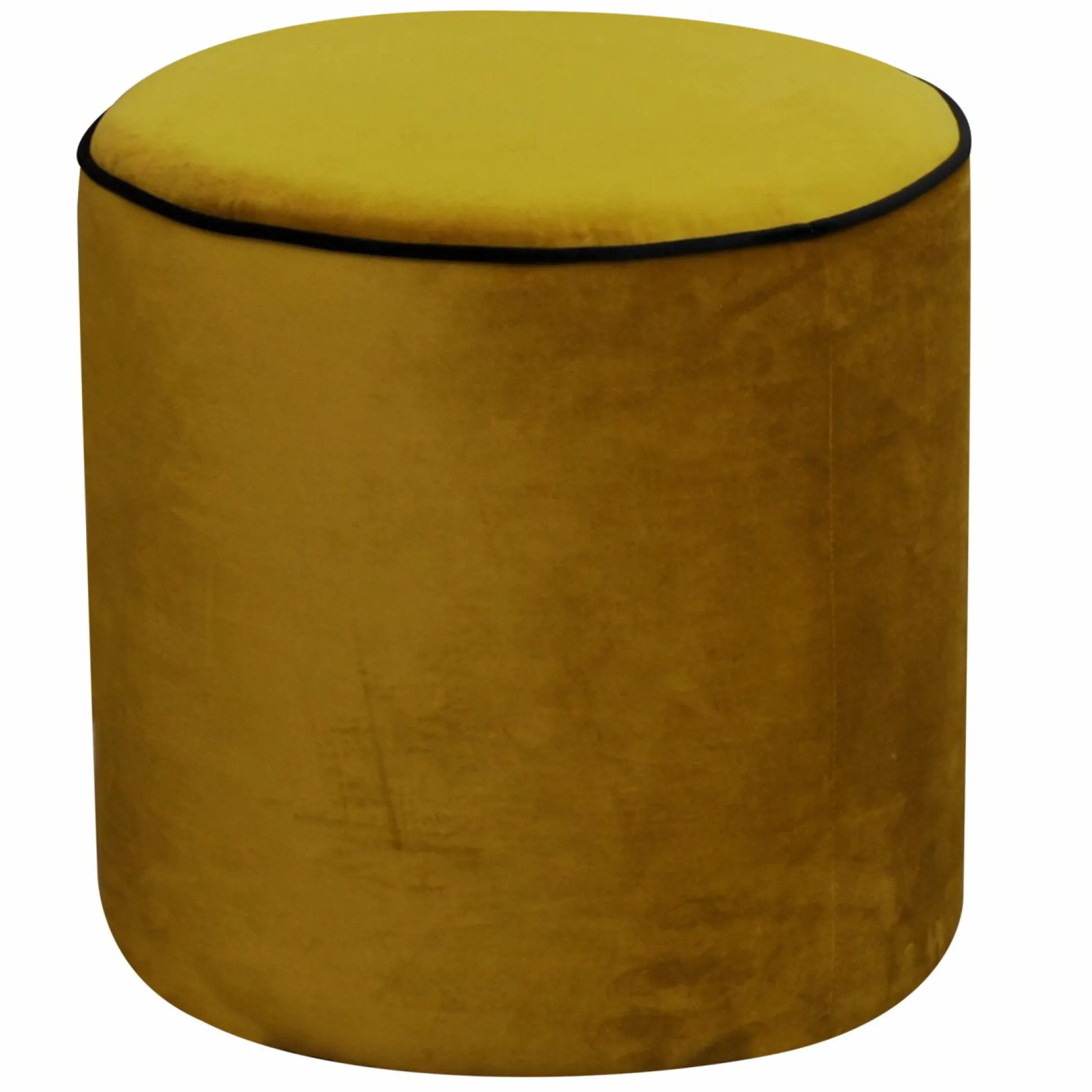 Pouf rond velours Léo - Jaune Mordoré