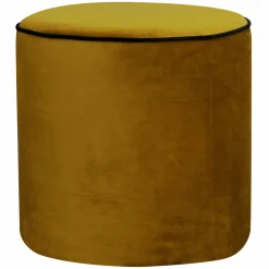 Pouf rond velours Léo - Jaune Mordoré