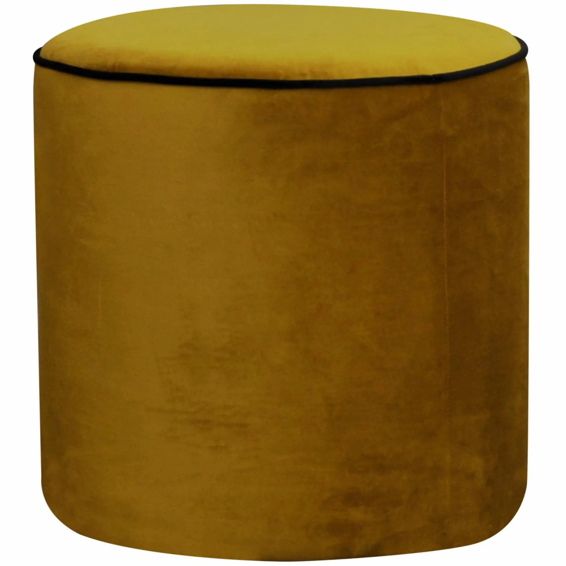 Pouf rond velours Léo - Jaune Mordoré