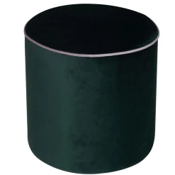 Pouf rond velours Léo - Vert Forêt