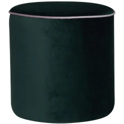 Pouf rond velours Léo - Vert Forêt