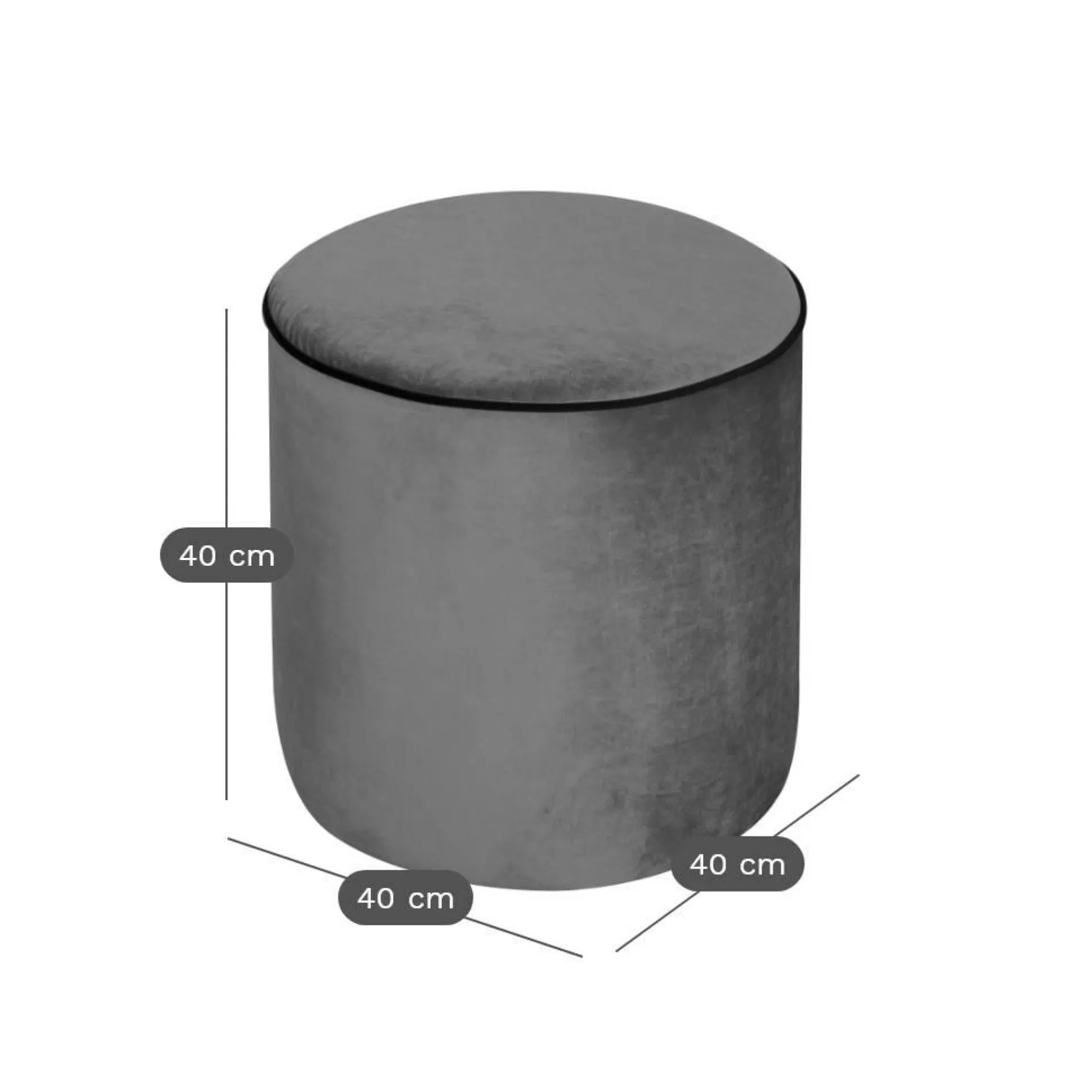 Pouf rond velours Léo - Vert Forêt