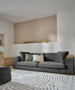 Pouf velours déhoussable Maé - Gris