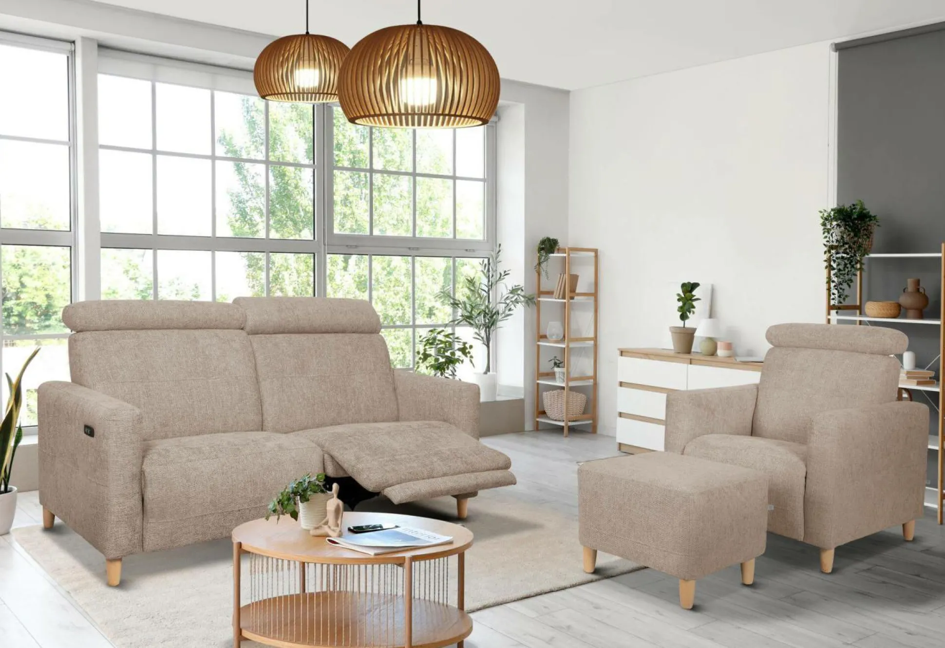 Repose pieds tissu Chambord - Beige