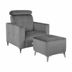 Repose pieds velours Cheverny - Gris Anthracite