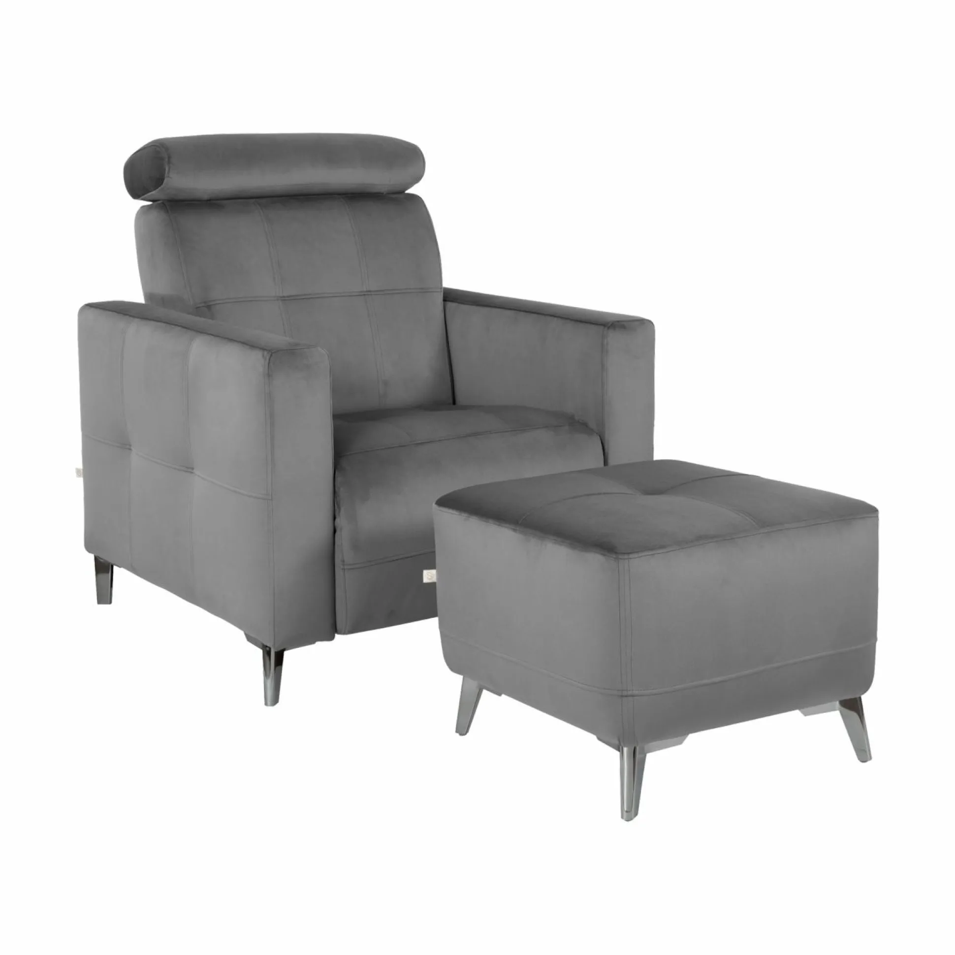 Repose pieds velours Cheverny - Gris Anthracite