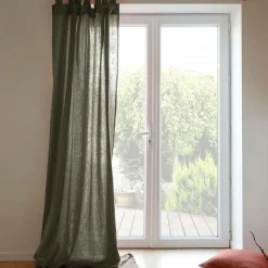 Rideau à pattes gaze de coton Cybelle - Thym