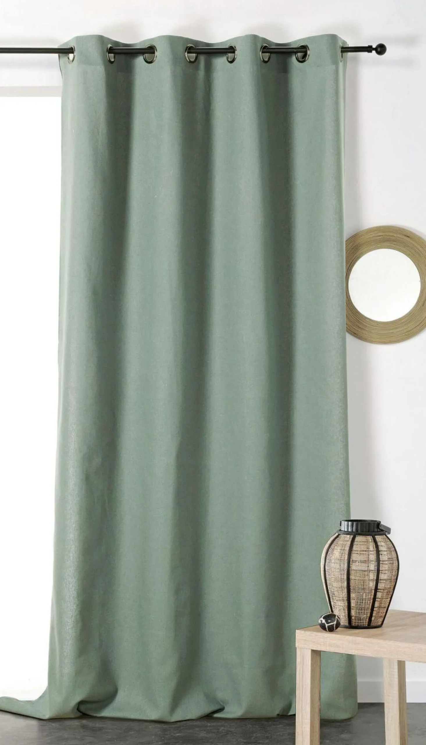 Rideau coton lin Loïs - Vert d'eau - 135 x 260 cm