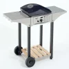 ROLLER GRILL Ensemble Plancha émaillé 400x400 gaz + desserte bois/inox