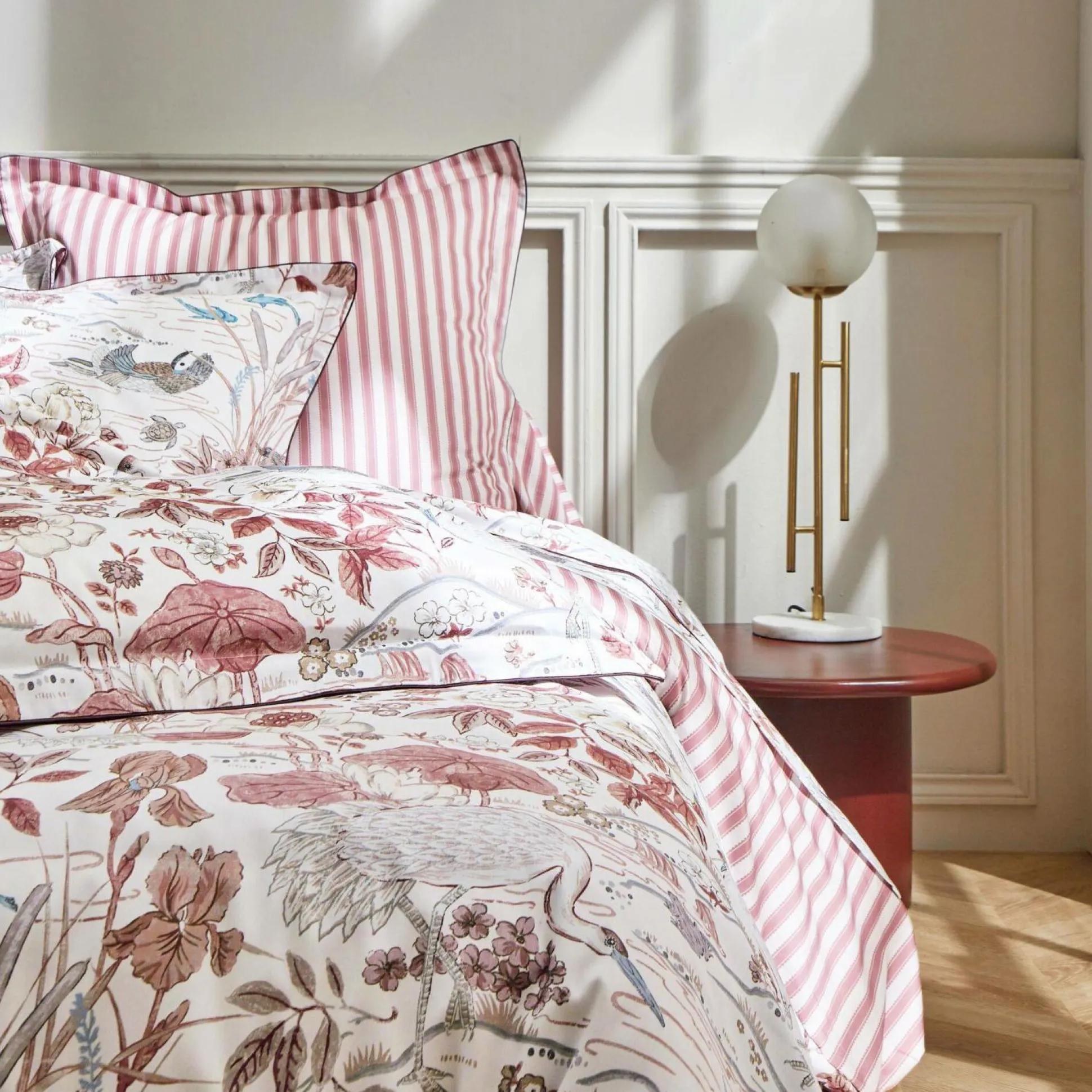 SANDERSON Drap satin Water garden - Rose - 180 x 290 cm