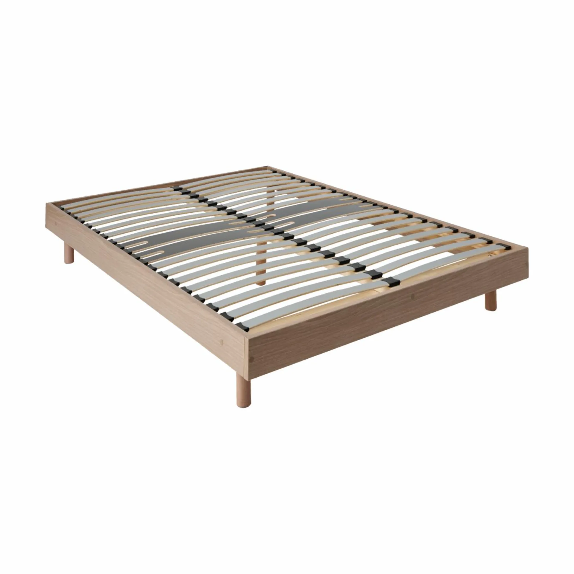 Sommier kit décor bois Elian - Chêne Clair - 140 x 190 cm