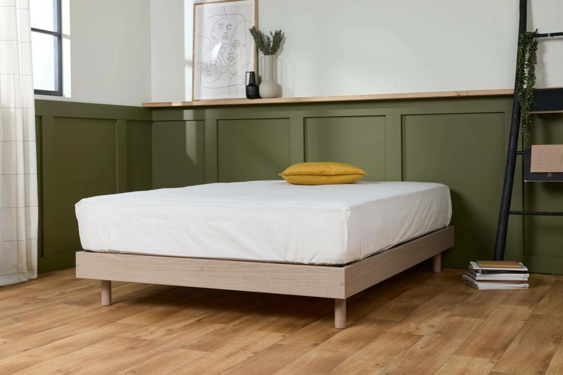 Sommier kit décor bois Elian - Chêne Clair - 140 x 190 cm