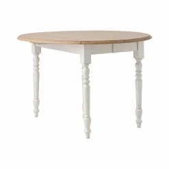 Table à manger à volets extensible bois massif 4 à 8 personnes Embellie - Blanc