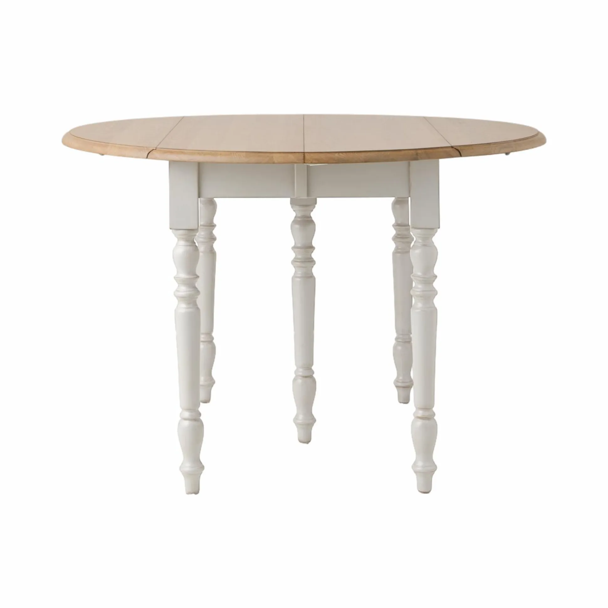 Table à manger à volets extensible bois massif 4 à 8 personnes Embellie - Blanc