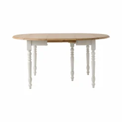 Table à manger à volets extensible bois massif 4 à 8 personnes Embellie - Blanc