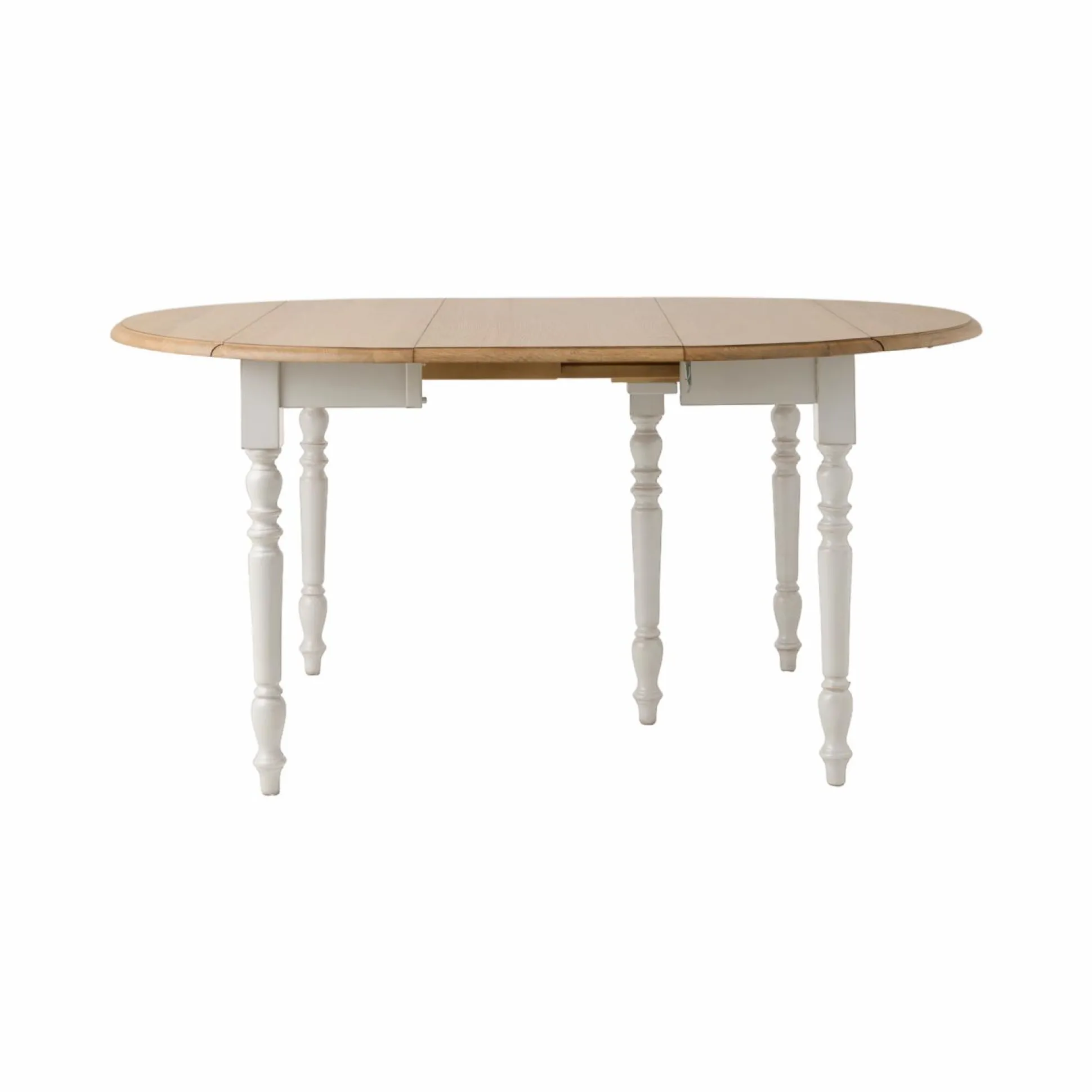 Table à manger à volets extensible bois massif 4 à 8 personnes Embellie - Blanc