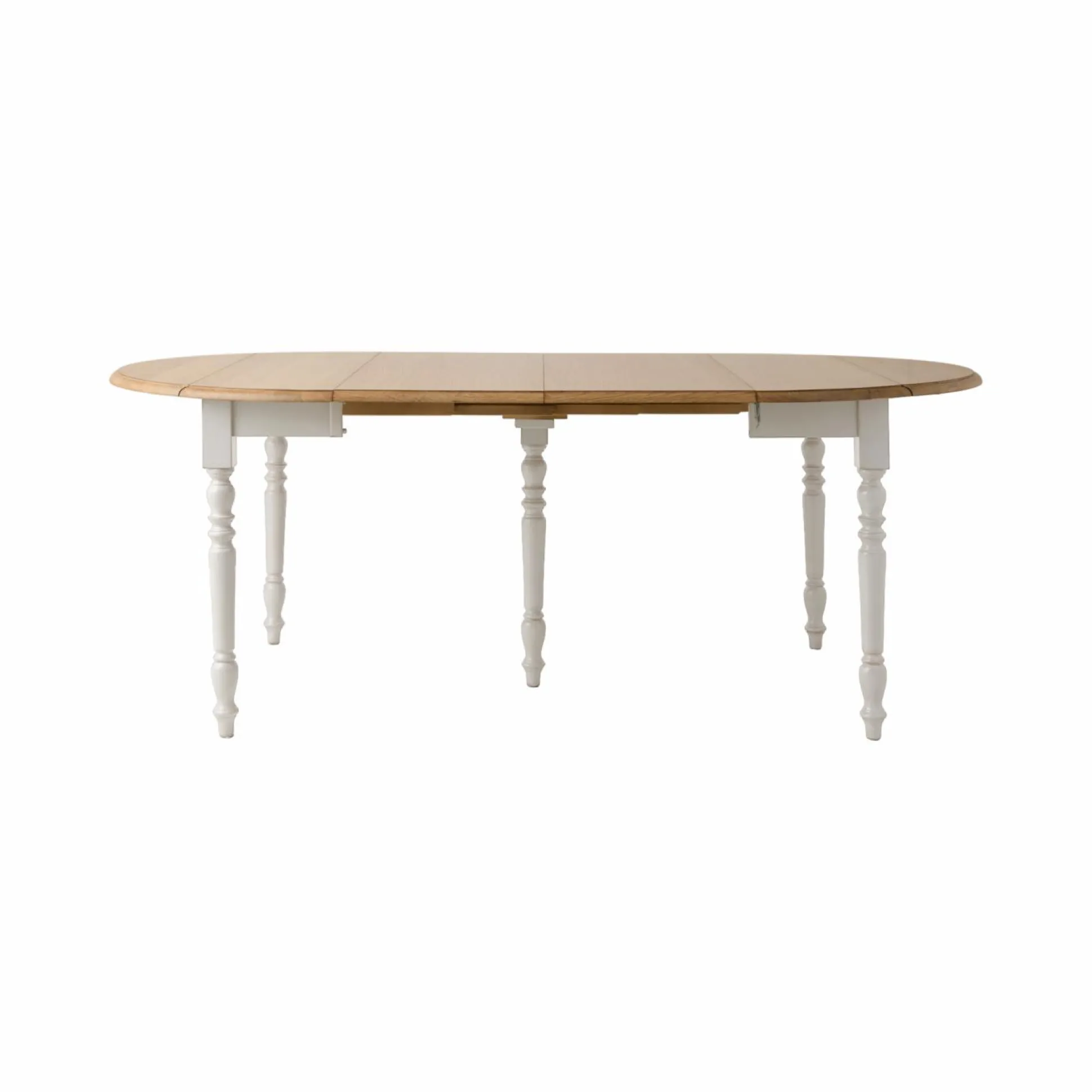 Table à manger à volets extensible bois massif 4 à 8 personnes Embellie - Blanc