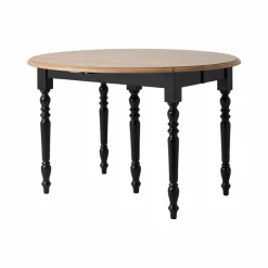 Table à manger à volets extensible bois massif 4 à 8 personnes Embellie - Noir